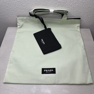 Prada Beauty Shopper Tote Bag Pastel Green/Black Reversible w Dust Bag NEW